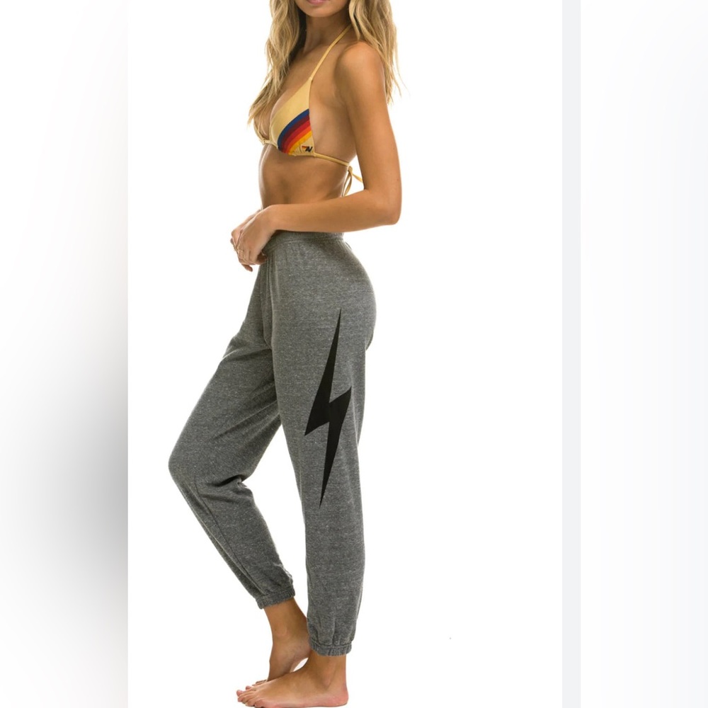 Aviator Nation Grey Sweatpants with navy Bolt